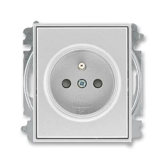 zásuvka jednonásobná s ochranným kolíkem, s clonkami (typ 6619); titanová 6619E-A06357 08, design TIME