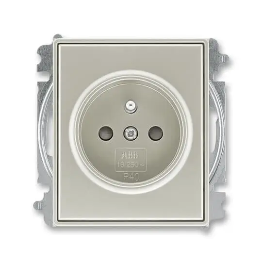 zásuvka jednonásobná s ochranným kolíkem, s clonkami (typ 6619); starostříbrná 6619E-A06357 32, design TIME