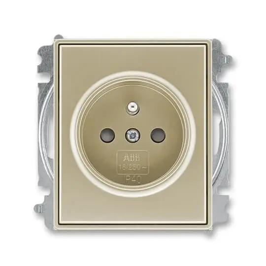 zásuvka jednonásobná s ochranným kolíkem, s clonkami (typ 6619); šampaňská 6619E-A06357 33, design TIME