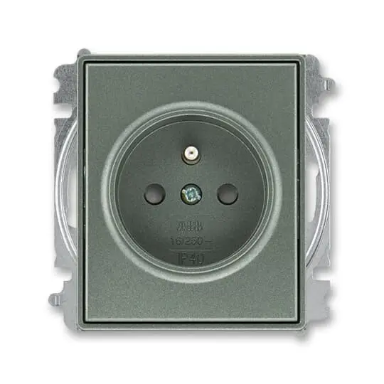 zásuvka jednonásobná s ochranným kolíkem, s clonkami (typ 6619); antracitová 6619E-A06357 34, design TIME