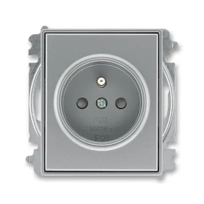zásuvka jednonásobná s ochranným kolíkem, s clonkami (typ 6619); ocelová 6619E-A06357 36, design TIME