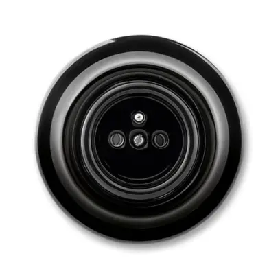 zásuvka DECENTO jednonásobná s ochranným kolíkem (typ 6619); černá (porcelán) 6619K-C06347 N