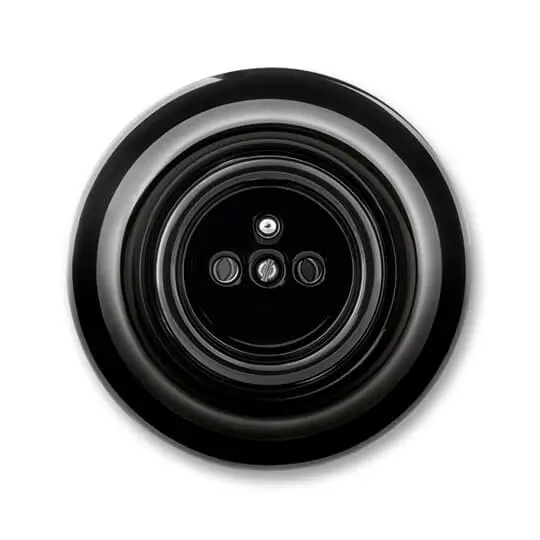 zásuvka DECENTO jednonásobná s ochranným kolíkem (typ 6619); černá (porcelán) 6619K-C06347 N