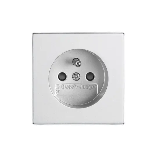 zásuvka jednonásobná s ochranným kolíkem, s clonkami (typ 6619); hliníková stříbrná 6619B-A0635783, design FUTURE LINEAR