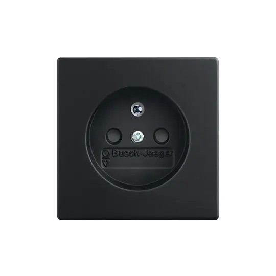 zásuvka jednonásobná s ochranným kolíkem, s clonkami (typ 6619); mechová černá 6619B-A06357885, design FUTURE LINEAR