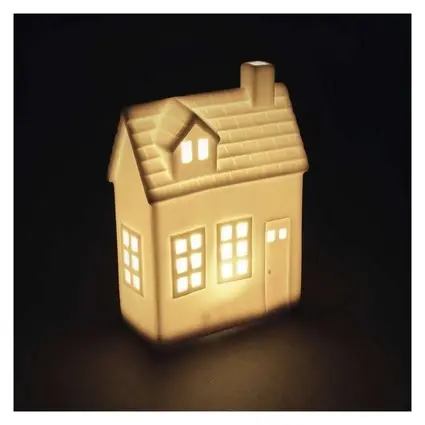 domeček LED keramický 18 cm, 1x CR2032, vnitřní, teplá bílá, časovač EMOS DCLW37