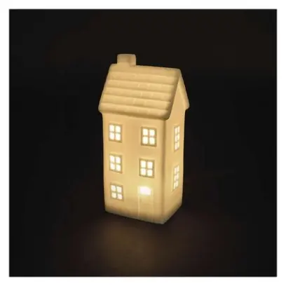 domeček LED keramický 16 cm, 1x CR2032, vnitřní, teplá bílá, časovač EMOS DCLW36