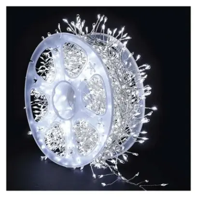 řetěz nano LED na cívce, stříbrný, 9,6 m, venkovní i vnitřní, studená bílá, časovač EMOS D3FC02