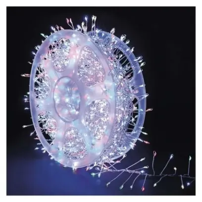 řetěz nano LED na cívce, stříbrný, 9,6 m, venkovní i vnitřní, multicolor, časovač EMOS D3FM02