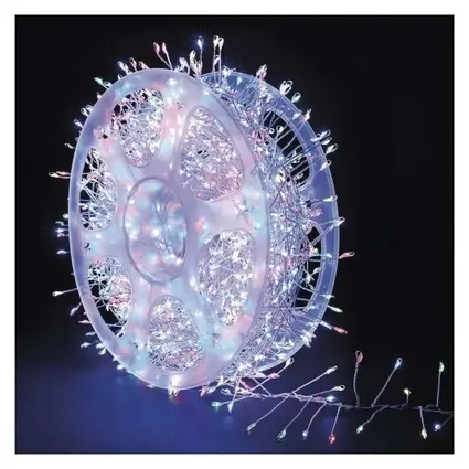 řetěz nano LED na cívce, stříbrný, 19,2 m, venkovní i vnitřní, multicolor, časovač EMOS D3FM04
