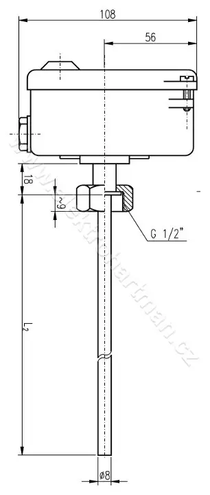 termostat stonkový TH 143 délka 350mm, rozsah 20-140 °C