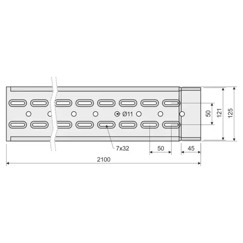 žlab kabelový s integ. spojkou MARS NKZI 50X125X0.70 S