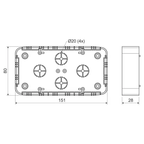 krabice LK 80x28 2T dvojitá Kopos