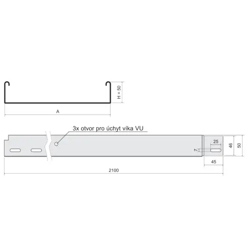 žlab kabelový s integ. spojkou MARS NKZIN 50x125x0.70 S neděrovaný