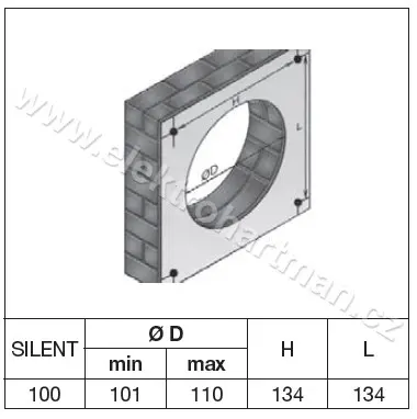 ventilátor SILENT 100 CRZ DESIGN 3C tichý chod, zpět.klapka, doběh, kul.ložiska