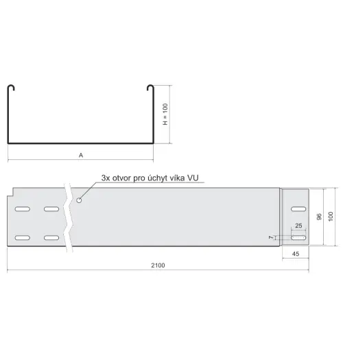žlab kabelový s integ. spojkou MARS NKZIN 100X250X0.70 S neděrovaný