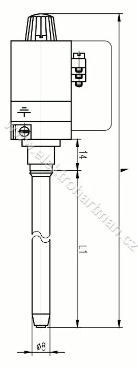 termostat stonkový TH 160.2 délka 315mm, rozsah 20-80 °C