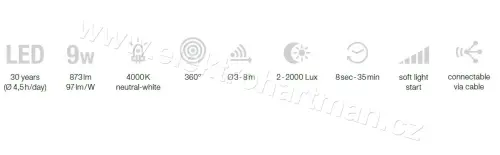 svítidlo STEINEL RS 16 LED G skleněné stínidlo, HF Sensor, 9,3W 918lm 3000K IP44