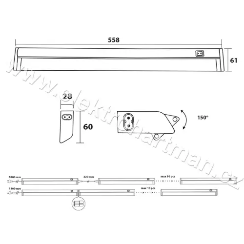 svítidlo LED Line 11W, 580lm, 2700K, délka 558mm, IP20 /ML-443.035.87.0/