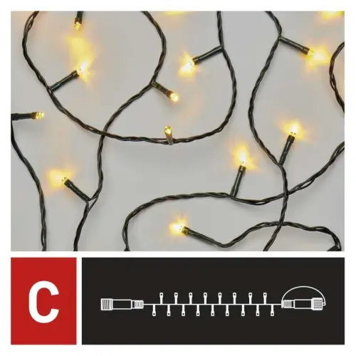 Standard LED spojovací vánoční řetěz, 5 m, venkovní i vnitřní, teplá bílá EMOS D1AW02