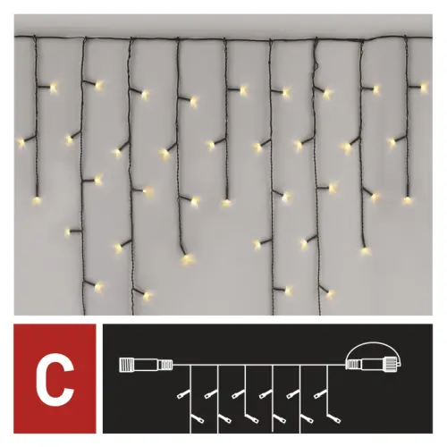 Standard LED spojovací vánoční řetěz – rampouchy, 2,5 m, venkovní, teplá bílá EMOS D1CW01