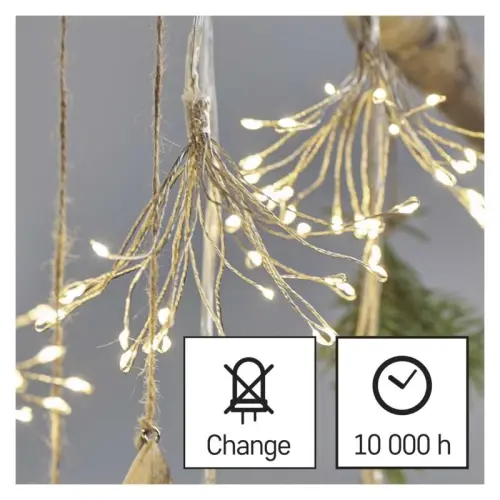 řetěz LED světelný – svítící trsy, nano, 2,35 m, vnitřní, teplá bílá, časovač EMOS D3AW08