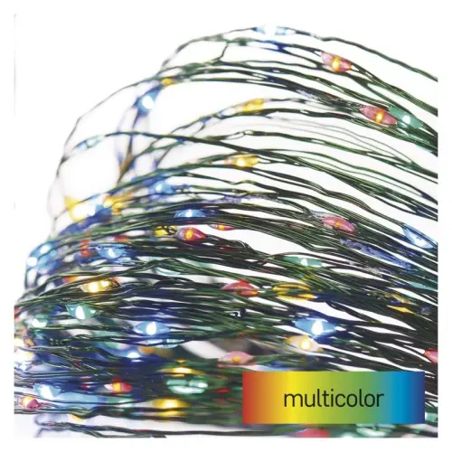 řetěz LED vánoční nano zelený, 7,5 m, venkovní i vnitřní, multicolor, časovač EMOS D3AM02