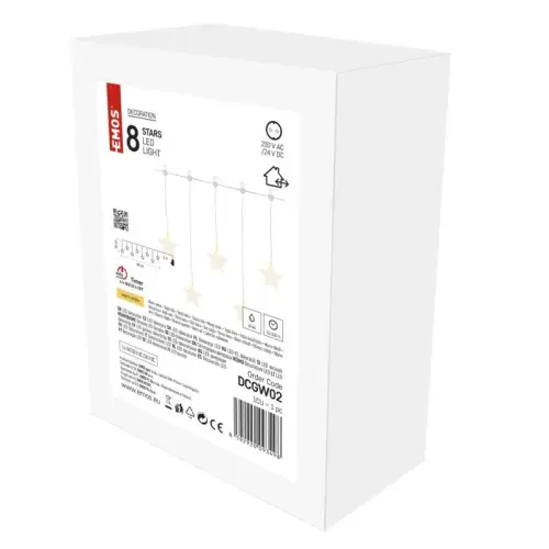 LED vánoční závěs – hvězdy, 45x84 cm, venkovní i vnitřní, teplá bílá EMOS DCGW02