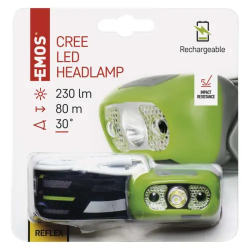 čelovka nabíjecí CREE LED 230lm, Li-Pol 1200mAh, EMOS P3534