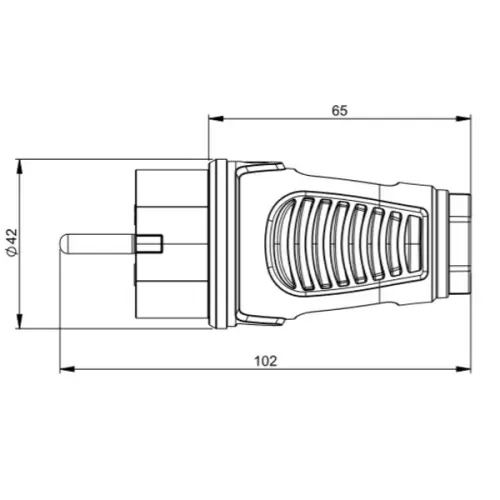 vidlice přímá, guma/polyamid, 16A/250V,  dvojí zemnící systém, IP54, černá/červená PCE 0521-sr
