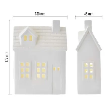 domeček LED keramický 18 cm, 1x CR2032, vnitřní, teplá bílá, časovač EMOS DCLW37