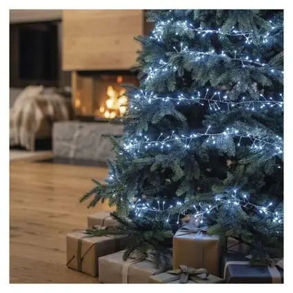 řetěz nano LED na cívce, stříbrný, 9,6 m, venkovní i vnitřní, studená bílá, časovač EMOS D3FC02