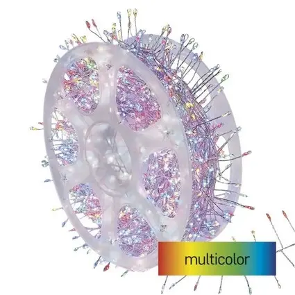 řetěz nano LED na cívce, stříbrný, 19,2 m, venkovní i vnitřní, multicolor, časovač EMOS D3FM04