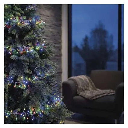 řetěz nano LED na cívce, stříbrný, 19,2 m, venkovní i vnitřní, multicolor, časovač EMOS D3FM04