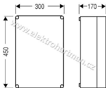skříň Mi 0301 Hensel 300x450x170 neprůhledné víko